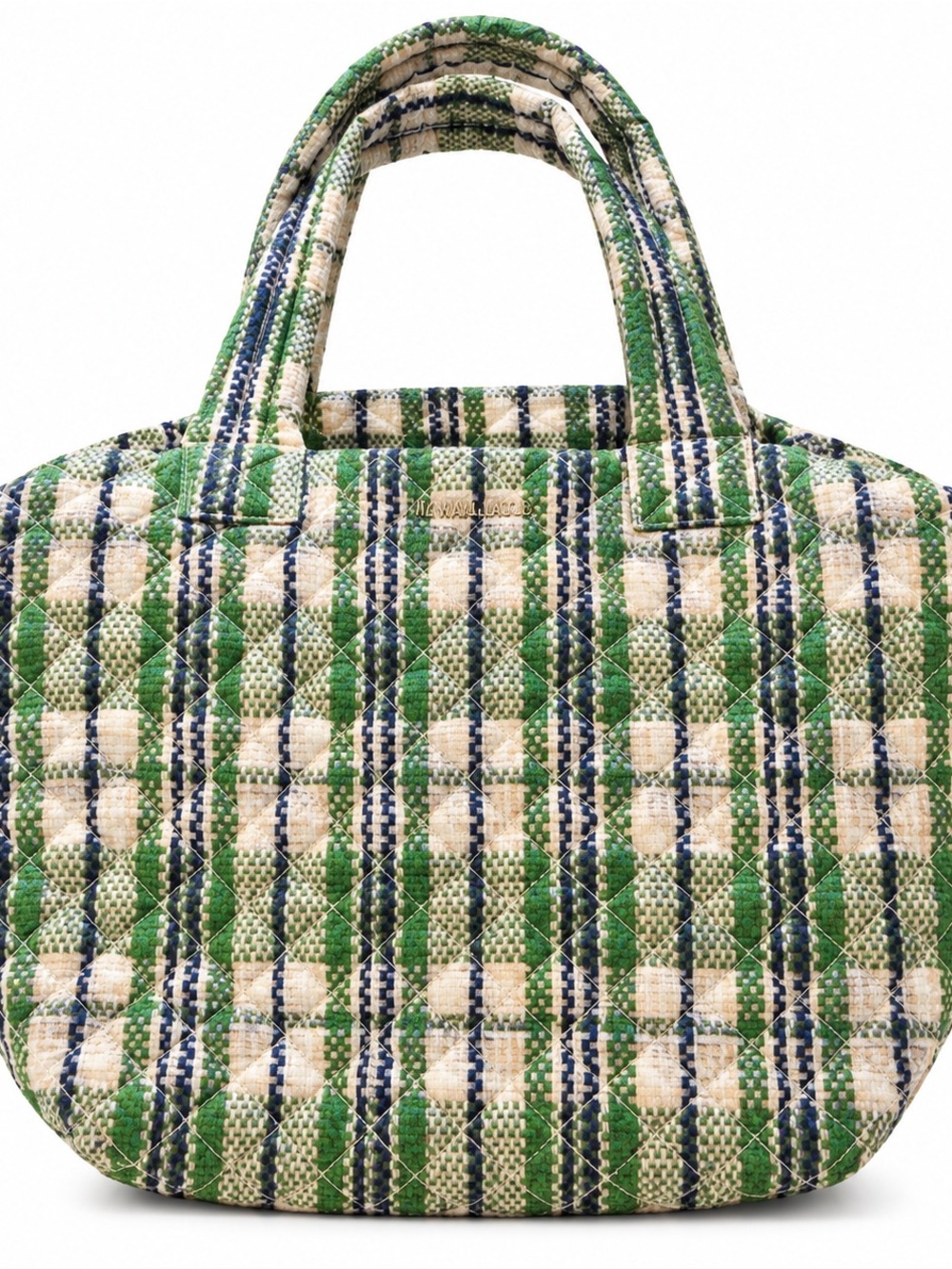 MZ Wallace Green Plaid Quilted Tote